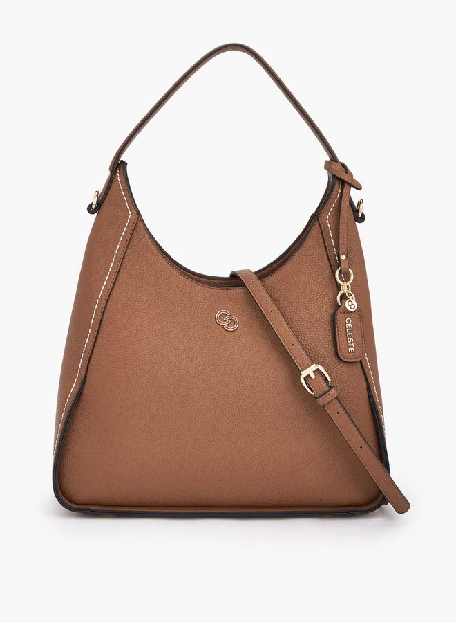 سيليست Textured Shoulder Bag With Zip Closure